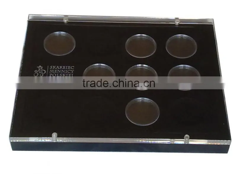 wooden coin box with transparent lid