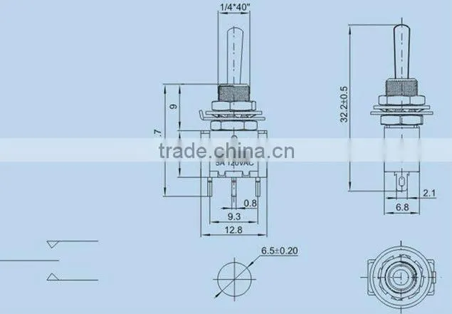 'KN3-103 ON and ON three pole toggle switch