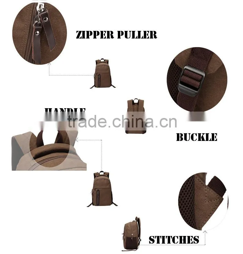 Khaki vintage canvas backpack wholesale