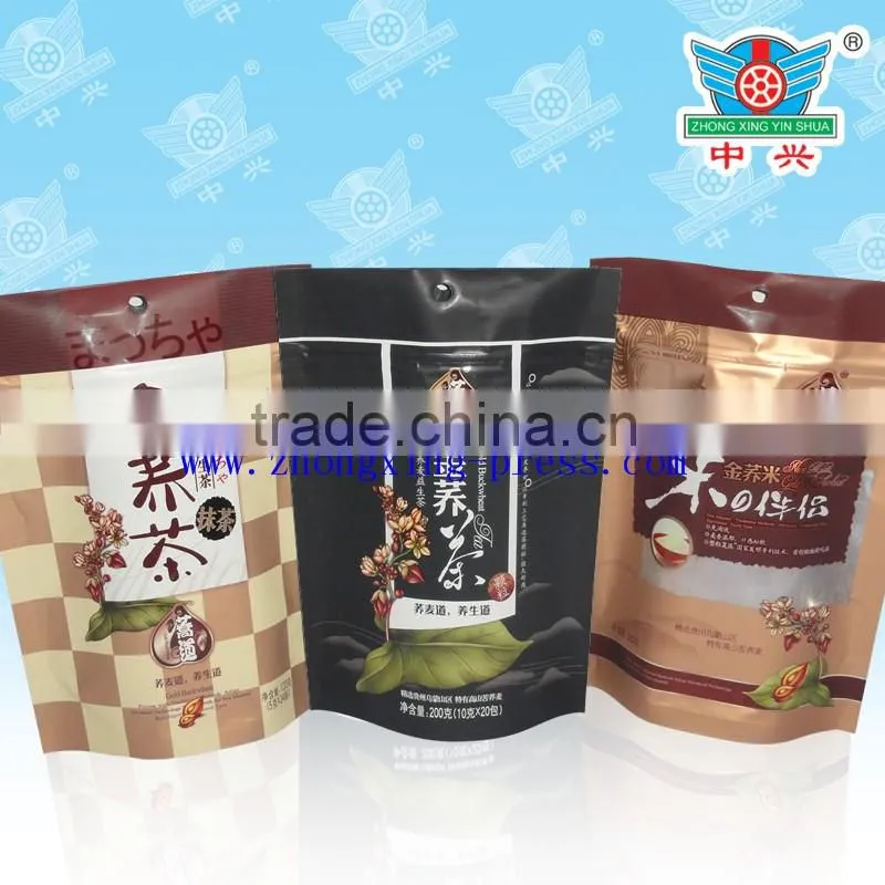 Heat seal laminated bags stand pouch organic tea bags with zipper
