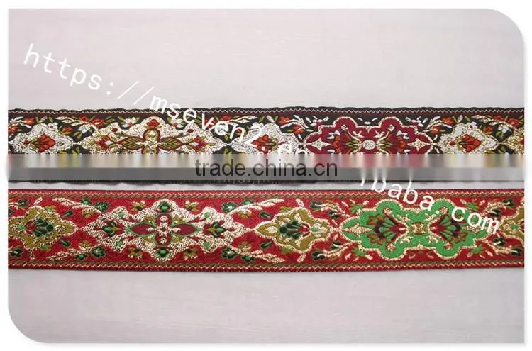 Newest 4.3cm width ethnic embroidery webbing polyester for garment/bag