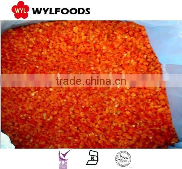 Frozen IQF red chilies dices/crushed,grade A