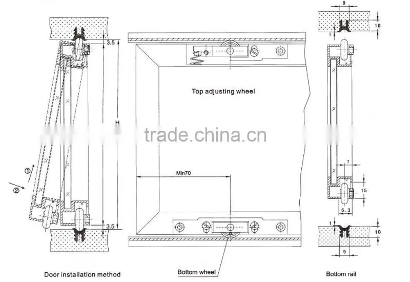 hot sale steel and nylon accessories for glass sliding door
