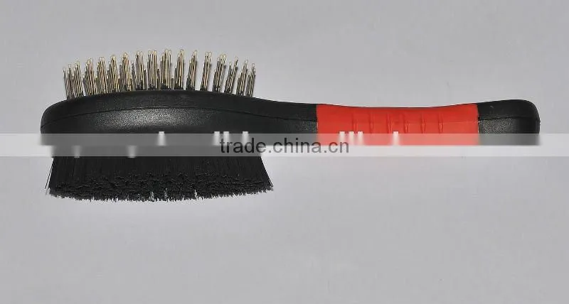 double-sided plastic handle dog brush