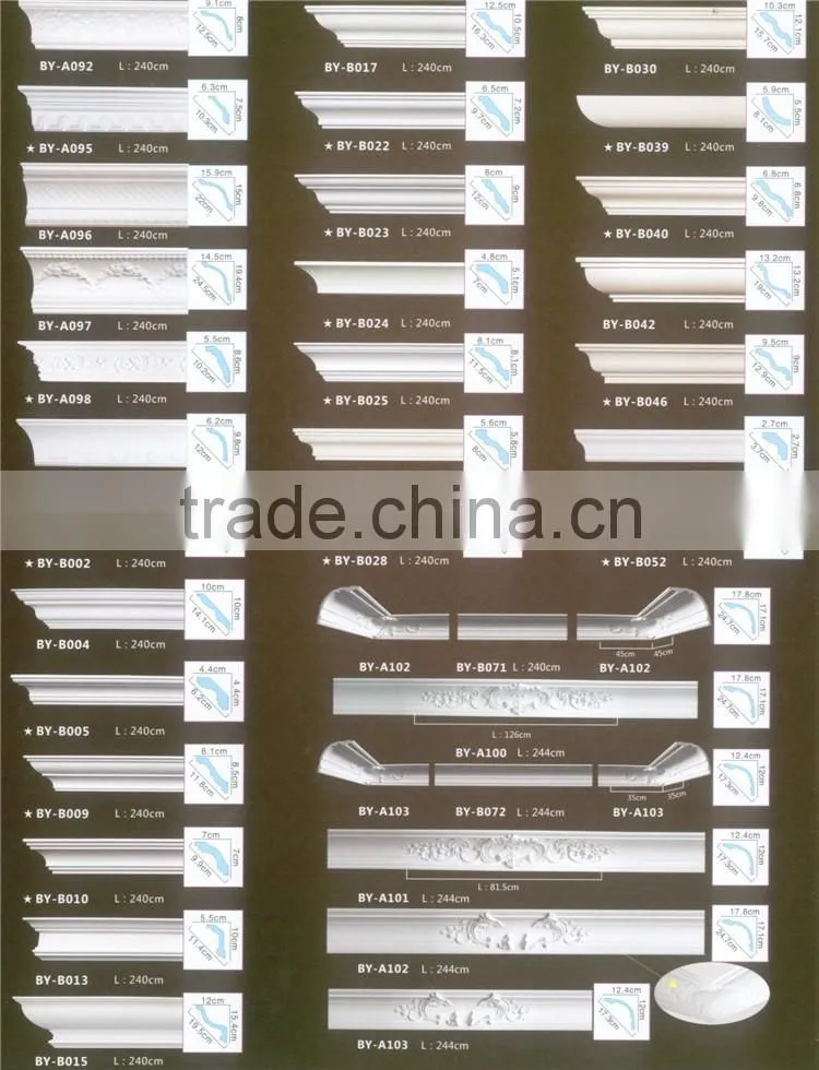 Polyurethane Decorative Carving Moulding PU Foam Mouldings interior cornice moulding