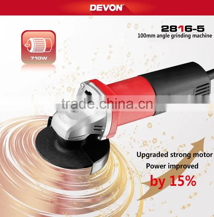 Hot Selling DEVON Electric Grinder Machine, 100mm 710W Short Shank Angle Grinder 2816-5