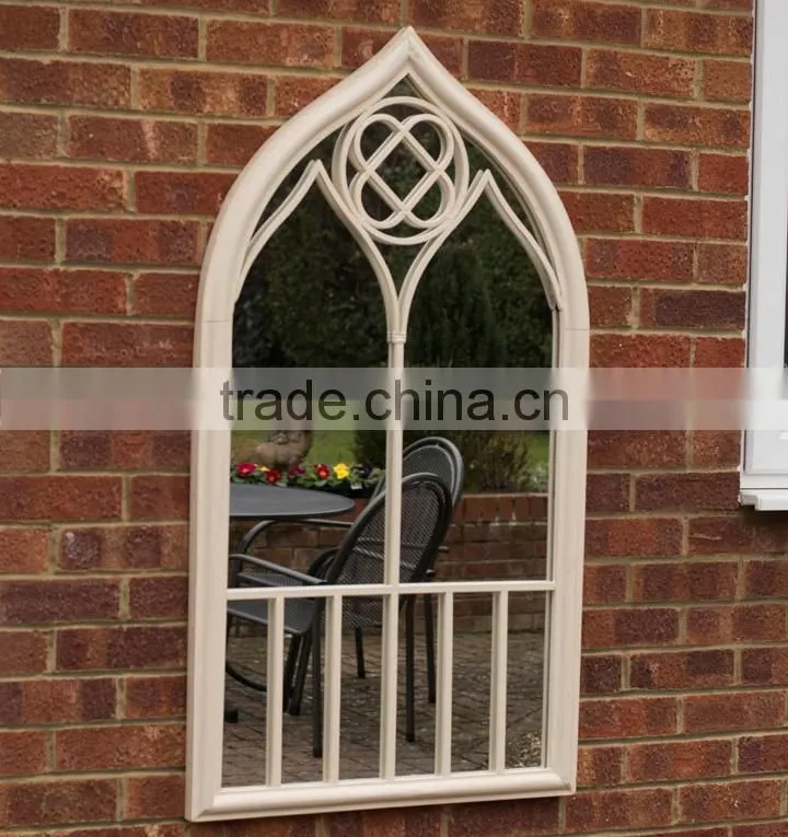 Ornate cream garden mirror