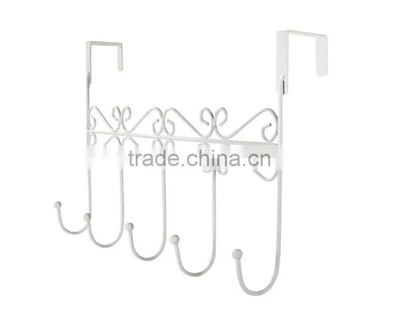 VIVINATURE 5 HOOK CHROME SWIRL OVER THE DOOR DECORATIVE COAT CLOTHES HANGER HOOKS