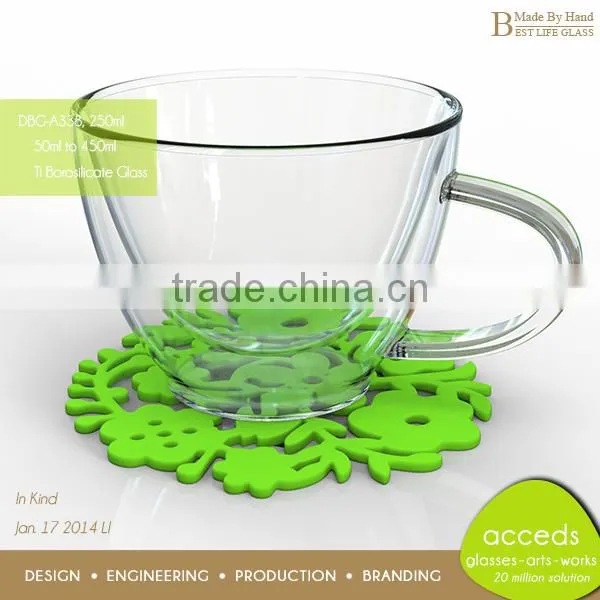 High Quality Free Design Hot Sale Heat Resistant Double wall Glass Tea Cup
