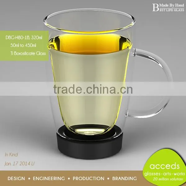 Custom Unbreakable Cheap Insulated Glass Cup with Silicone