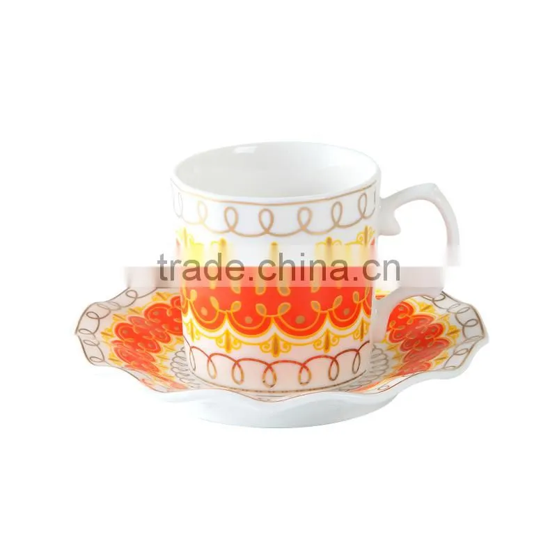Drinkware ceramic tea cup set, coffee cup and saucer set, arabic tea cup set