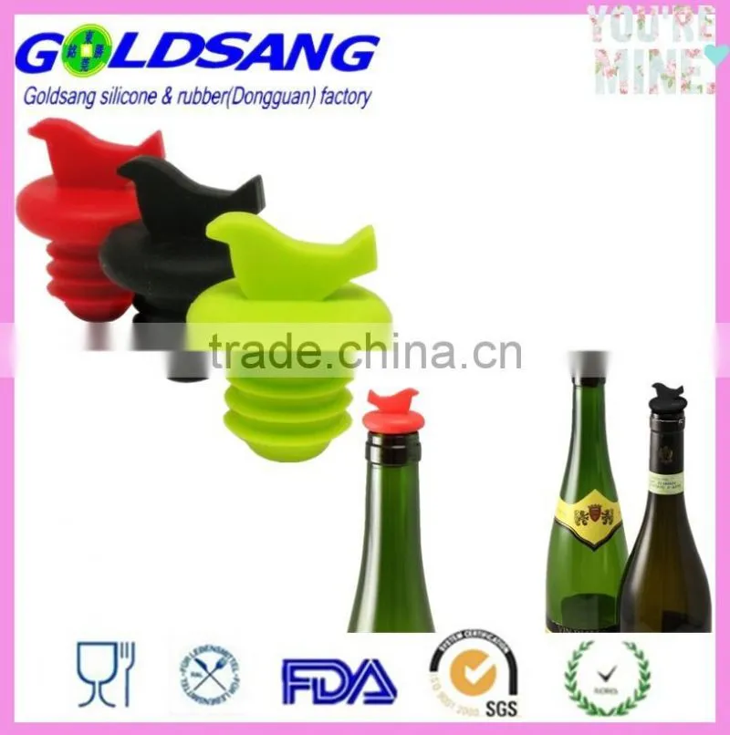 Red Black Green Showbird Silicone Bird Wine Saver Bottle Stoppers