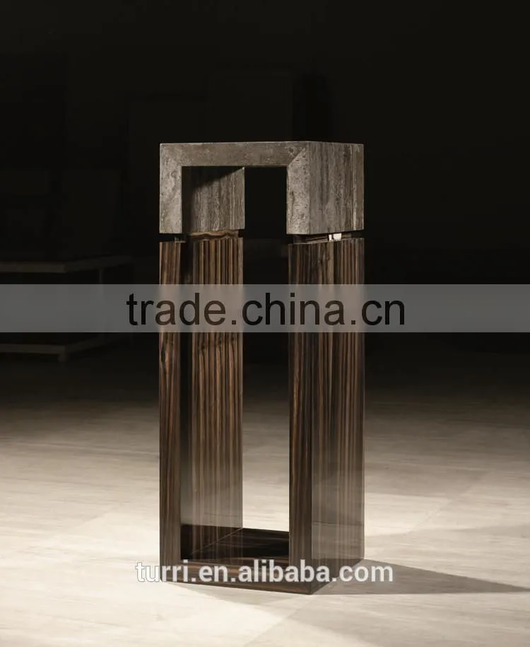 Modern Travertine design marble top wooden flower stand