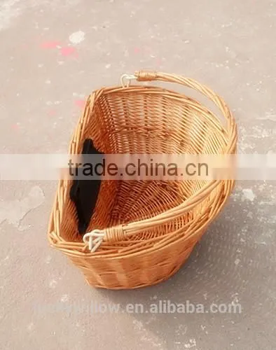 D Shape BICYCLE FRONT WICKER PANNIER BASKET with quick release bracket