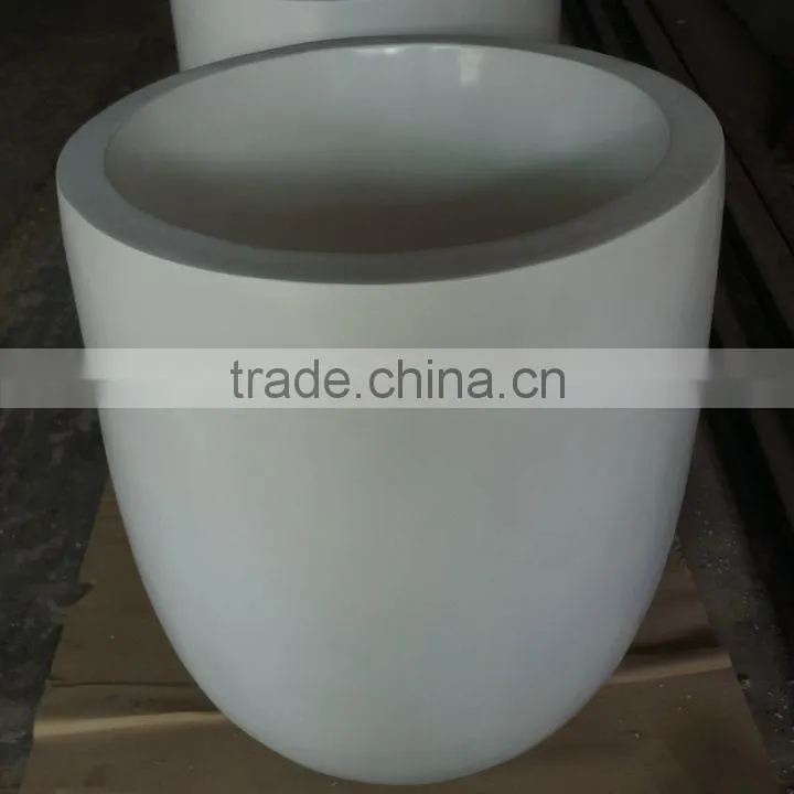 Round white fiberglass flower pot