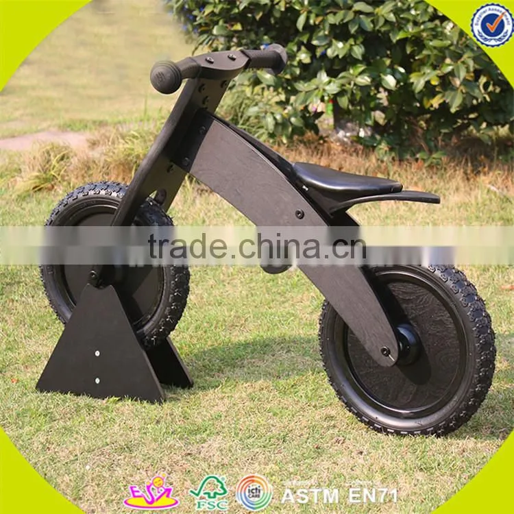 Wholesale top sale wooden black balance bike for kids new fashion black balance bike great wooden black balance bike W16C051