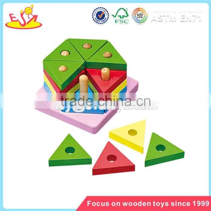 Wholesale colorful wooden stacking blocks toy beautiful toddler wooden stacking blocks toy W13E001