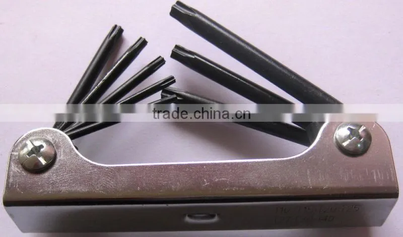 Carbon steel Plastic handle folding 8pcs hex key socket wrench set