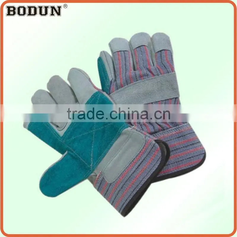A2011 High quality colourful faric split leather with green head glove