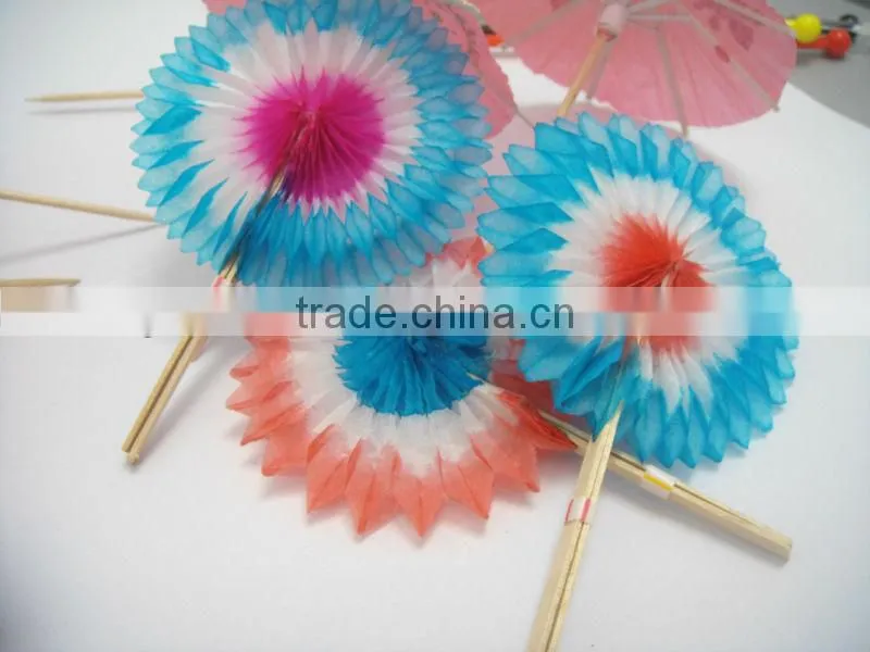 mixed colours honeycomb fan cocktail sticks