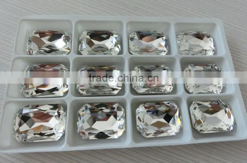 Large Size Transparent Crystal Color Stone With Setting For Sew On