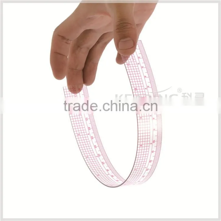 Kearing brand sandwich printing 1.2mm thick flexible Plastic Garment ruler for fashion designers to making sewing #B-66