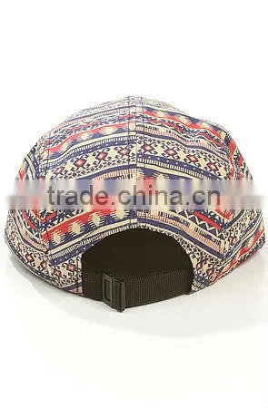 African pattern material newest leather patch cotton brand 5 panel cap