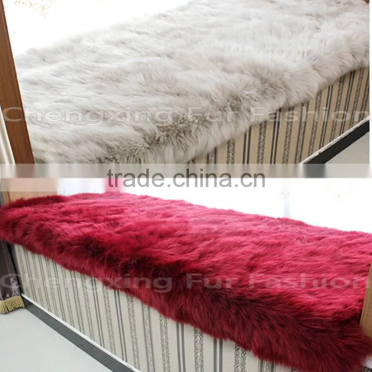 CX-D-111 Thick Genuine Sheep Fur Warm Sofa Bed Blanket Throws