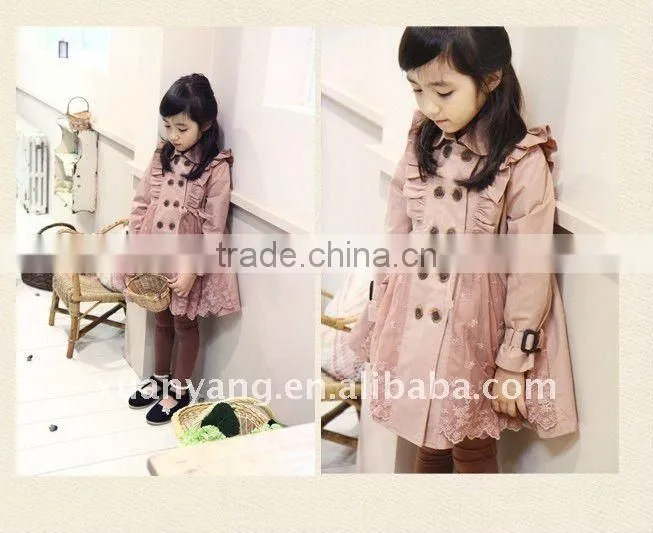 fashion child new year coat whit lace;kids winter clothes