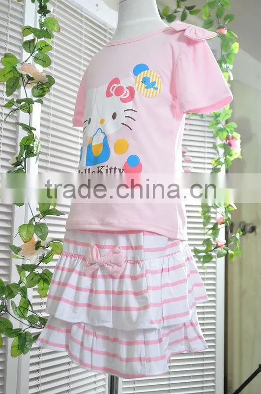 2014 new summer girls clothing suits kids hello kitty outfits baby suits