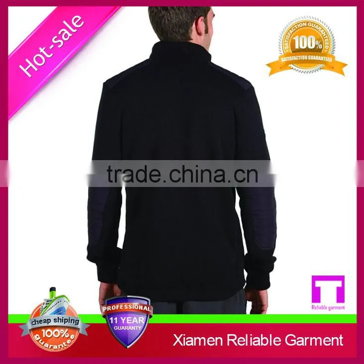 100% polyester ribbed collar soft sweater knit fleece jacket for man