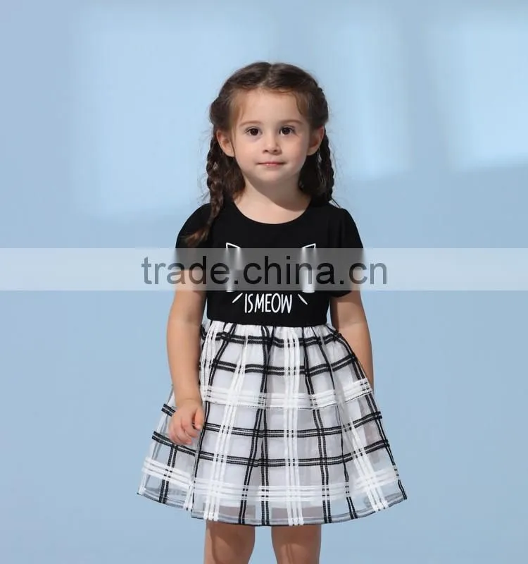 Custom baby girl check mesh woven dress