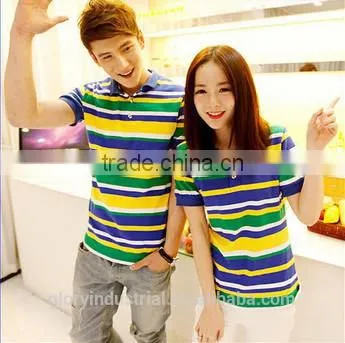 2015 short sleeve mens polo collar striped t shirt