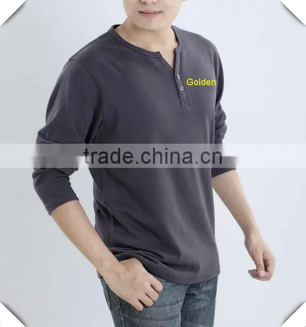 Long sleeve men's cotton emboridery tshirts 201316