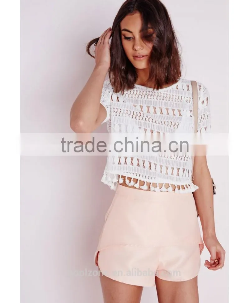 Fashion elegant short sleeve lace blouses for women