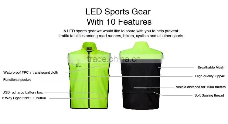Flashing LED safety sports cycling wear new product reflective vest