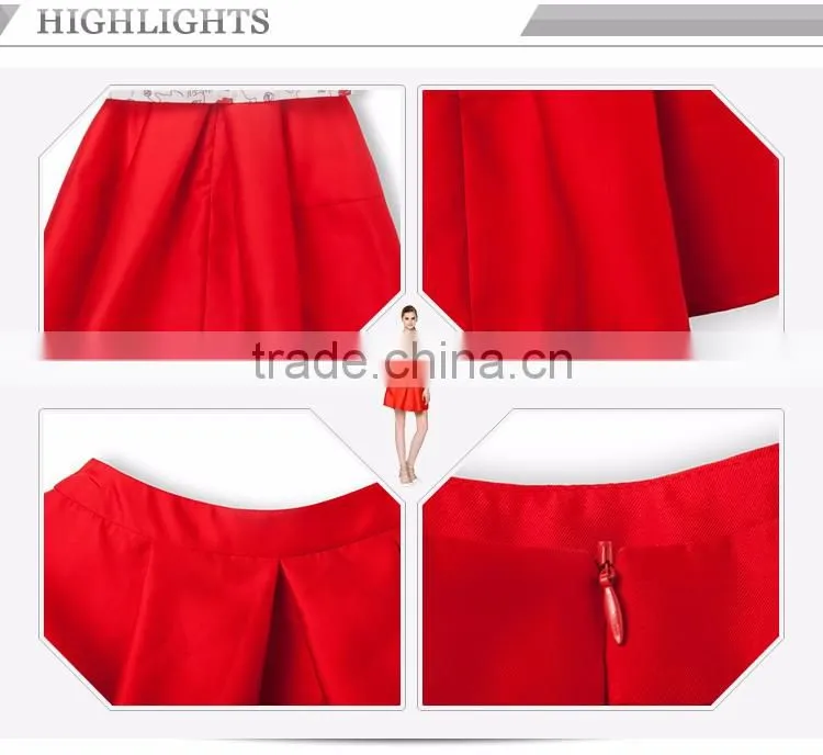 Good Quality Pleated High Waist Polyester Short Skirt