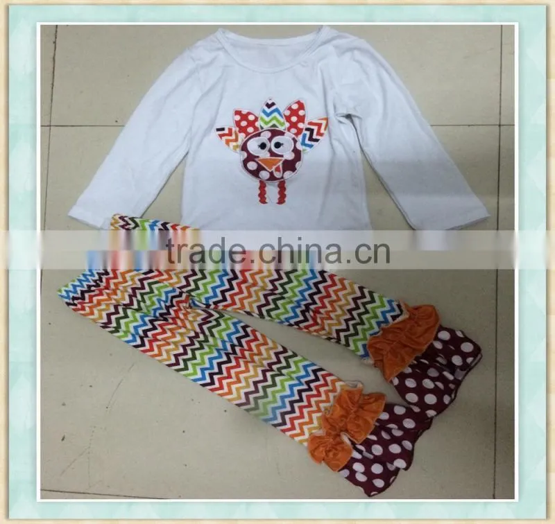 Wholesale children clothes turkey embroidery design baby thanksgiving product