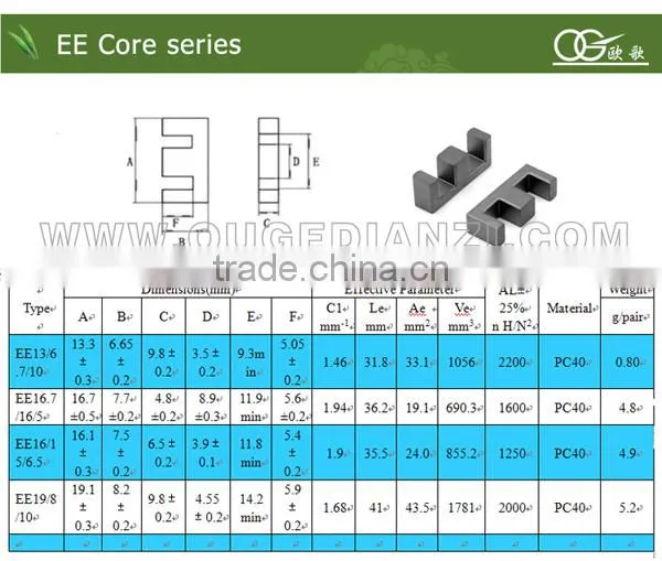 EE19/8/10 220v 12v 10v 5v PCB high frequency transformer ferrite core