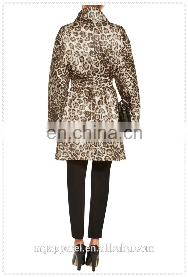 noble fashion women double-breasted animal print feminine winter coat