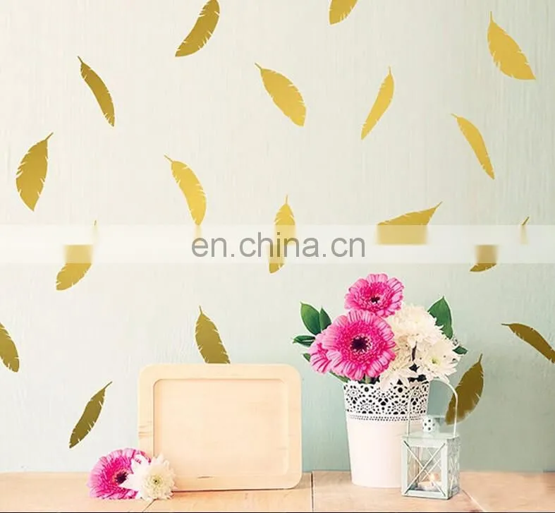 Feather Shape Ins Style Vinyl Mini Wall Sticker Children Room Home Decoration Mural Roon Decal