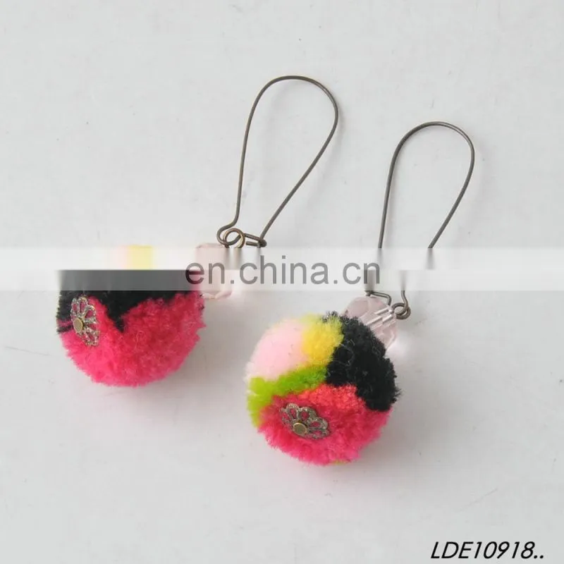 fashion colorful fluffy earrings pom pom earrings