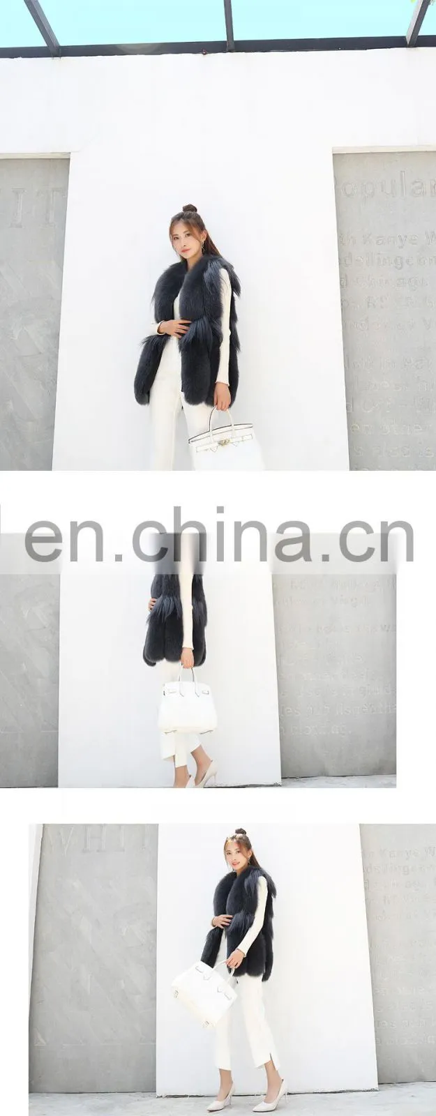 2017 Fashionable Beautiful Women Winter Real Fox Fur Fashion Vest