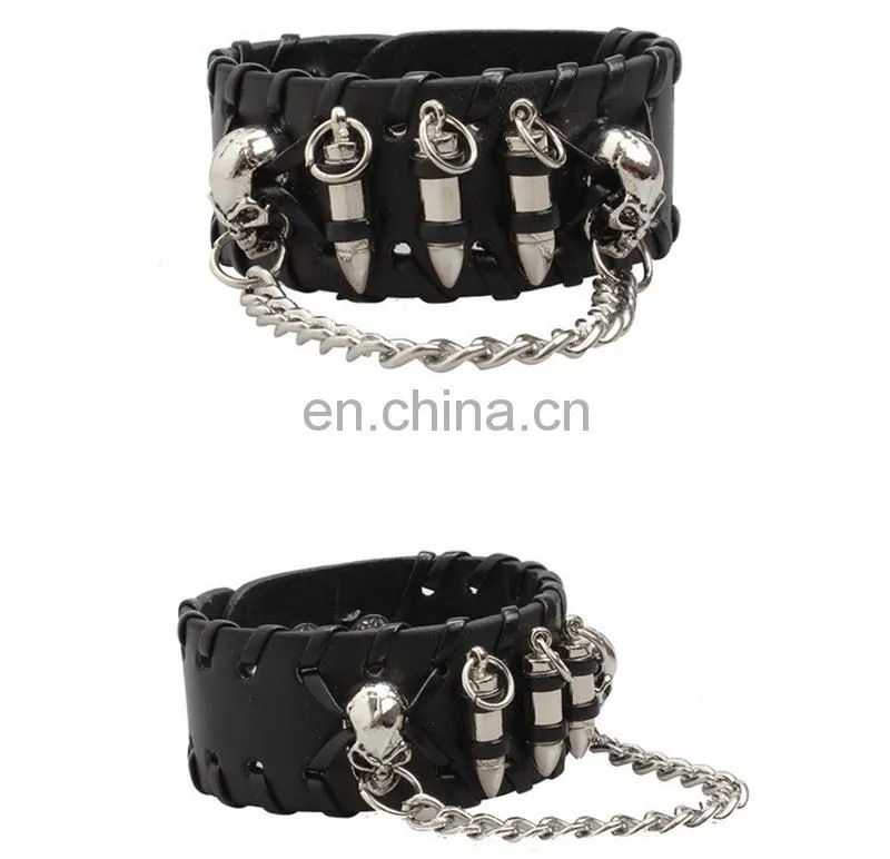 Fashion cool euramerican style decorative rivet punk thick leather bracelet