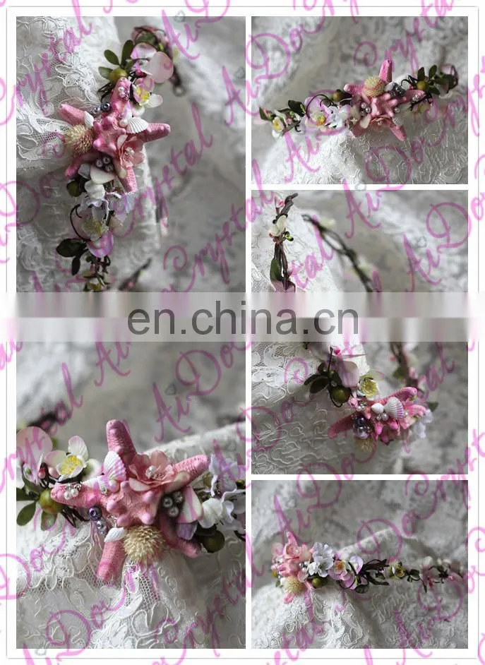 Aidocrystal Indian Unique Design pink artificial garland wedding flower hair accessories