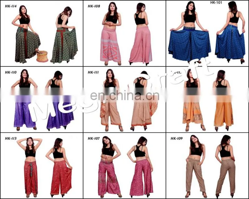 Indo Western Women's Harem Trousers Wide Legs- Indian Hippie Yoga Palazzo Pants- Designer Indo Western Women's Harem pants