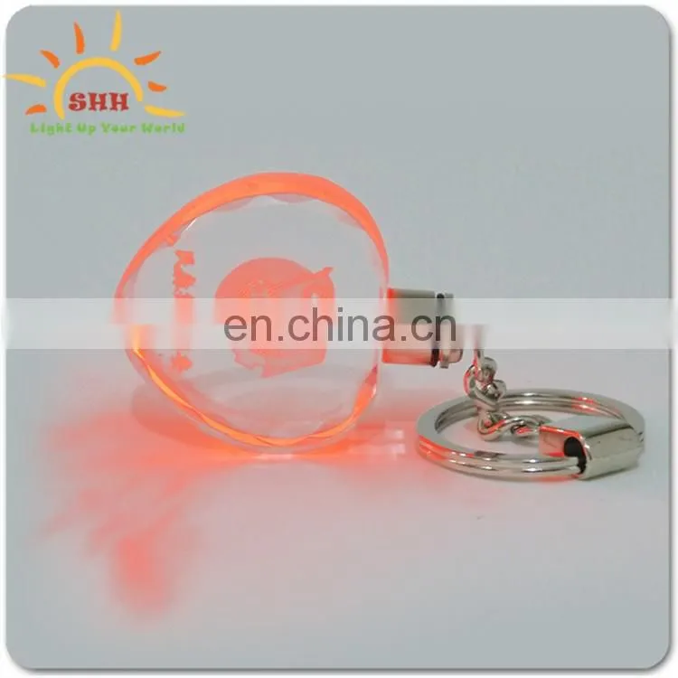 Novel Multifunction Flashing LED Keychain, Glass Transparent Crystal Keychain Light