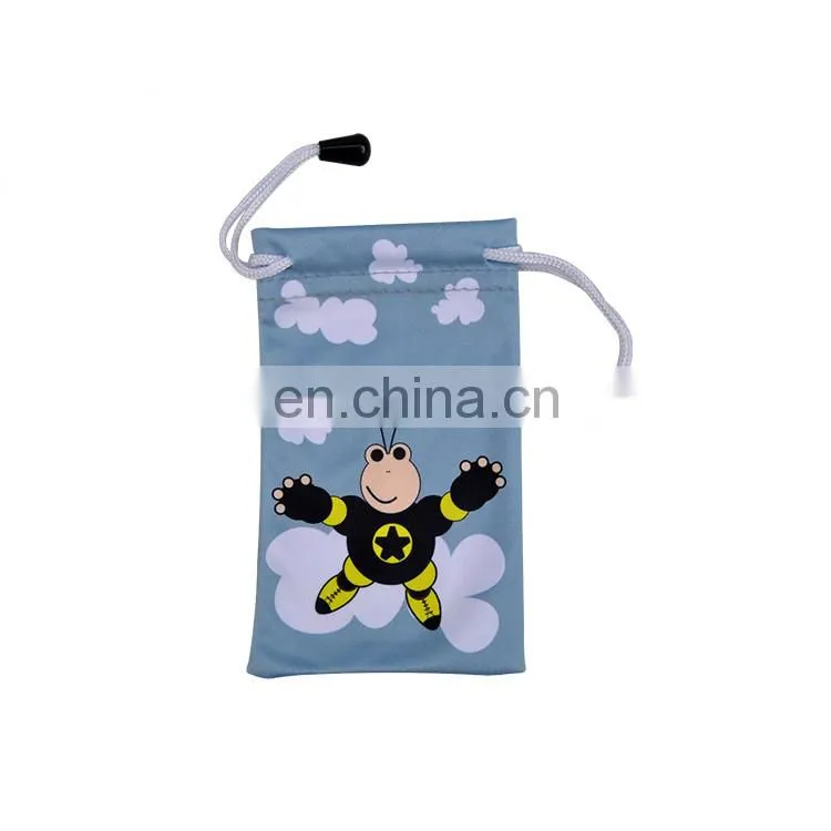 logo stamped black customisable microfibre mobile hanging pouch