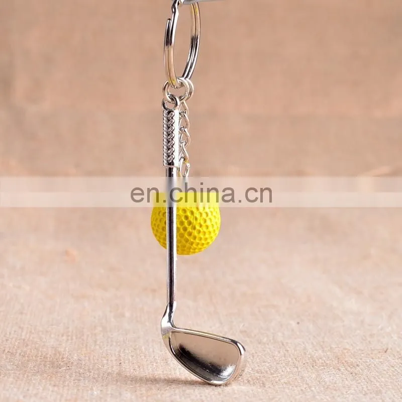 3D Mini Golf Ball And Golf key chain Club Shaped Metal Golf Keychains for Professional sport gift