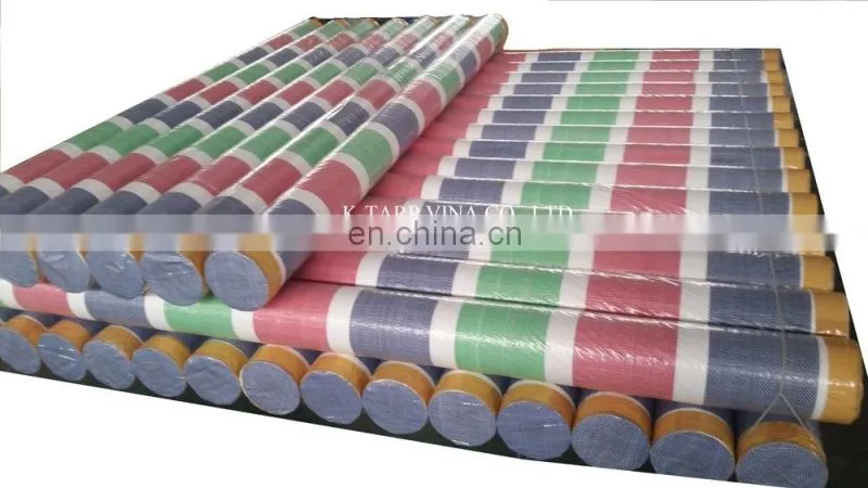 Colorful stripe Pe tarpaulin Roll packing, made in Vietnam - Dark Blue/Green/Red/White